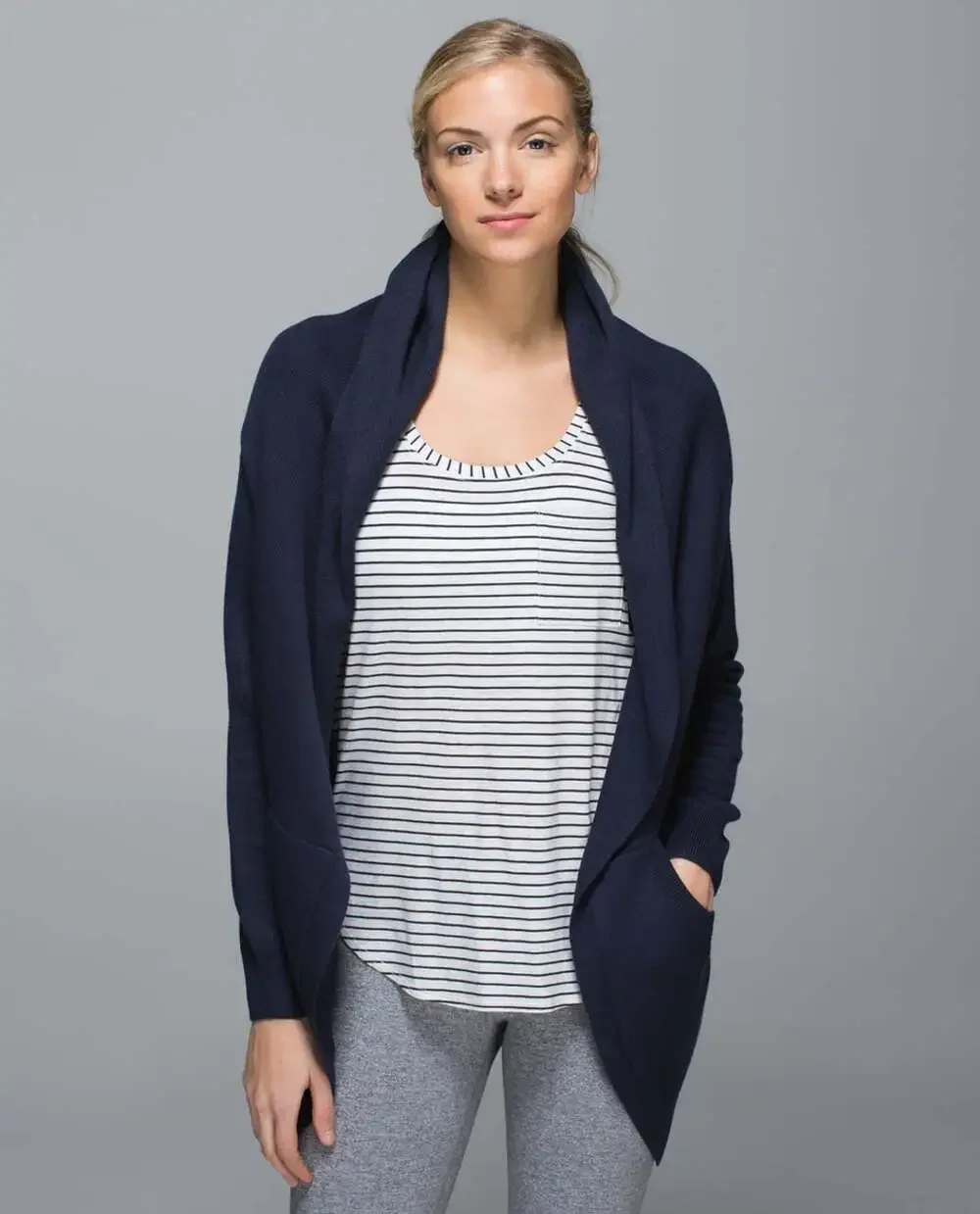 Lululemon Cabin Yogi Reversible Cashmere Blend Open Cardigan Wrap